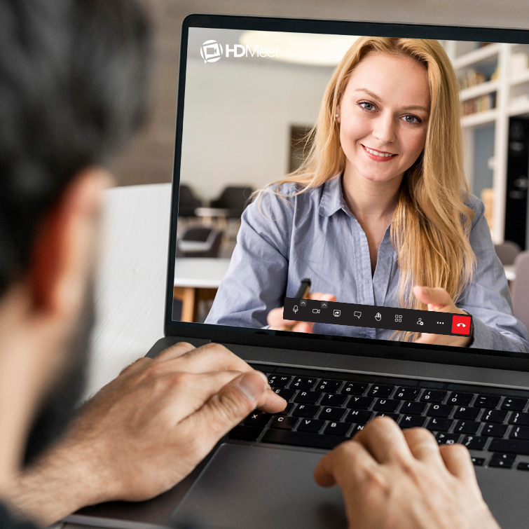 Video conference on a laptop