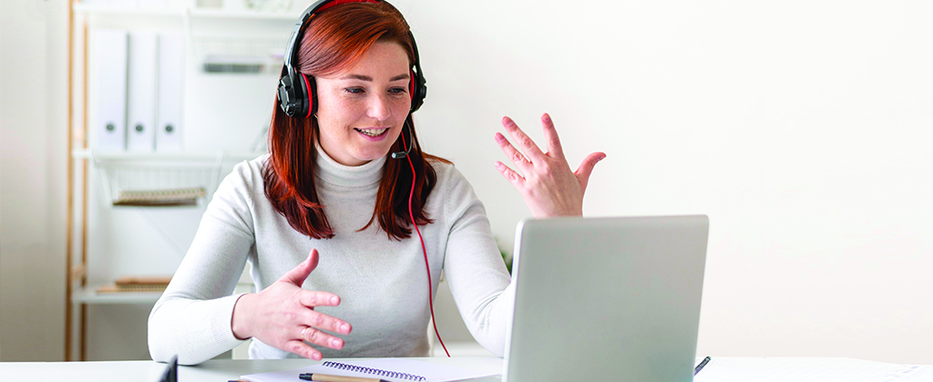 Lady on video conferencing